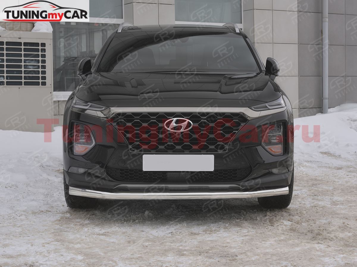 Защита переднего бампера d63 секции для Hyundai Santa FE 2018-2020