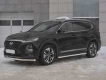Защита переднего бампера d63 секции для Hyundai Santa FE 2018-2020 