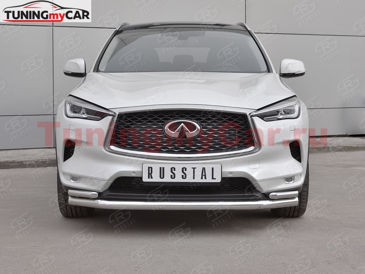 Защита переднего бампера d63 секции-d42х2 дуга для INFINITI QX50 2018-